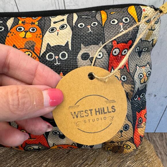 Colorful Autumn Makeup Bag Kitty Cat Lover Bag Artist Pouch NEW FAST SHIP - Picture 3 of 6